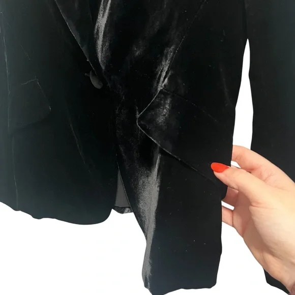 L’AGENCE Chamberlain Velvet Blazer Jacket Black - Picture 5 of 11